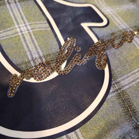 TRUE RELIGION HS Brushed Flannel Women's Button Up Long Sleeve Blouse Iris Small - Picture 10 of 12